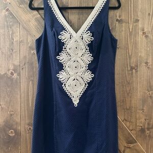 Lilly Pulitzer Navy Dress with Gold embellishment